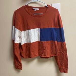 Gaze Colorblock Long Sleeve Tee - Rust, White, Blue